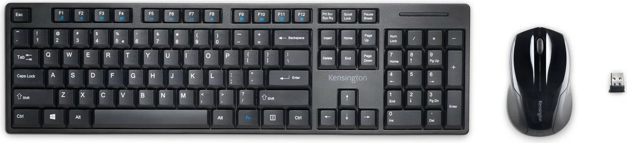 Brezžični komplet tipkovnice in miške Kensington Pro Fit, QWERTZ, črn