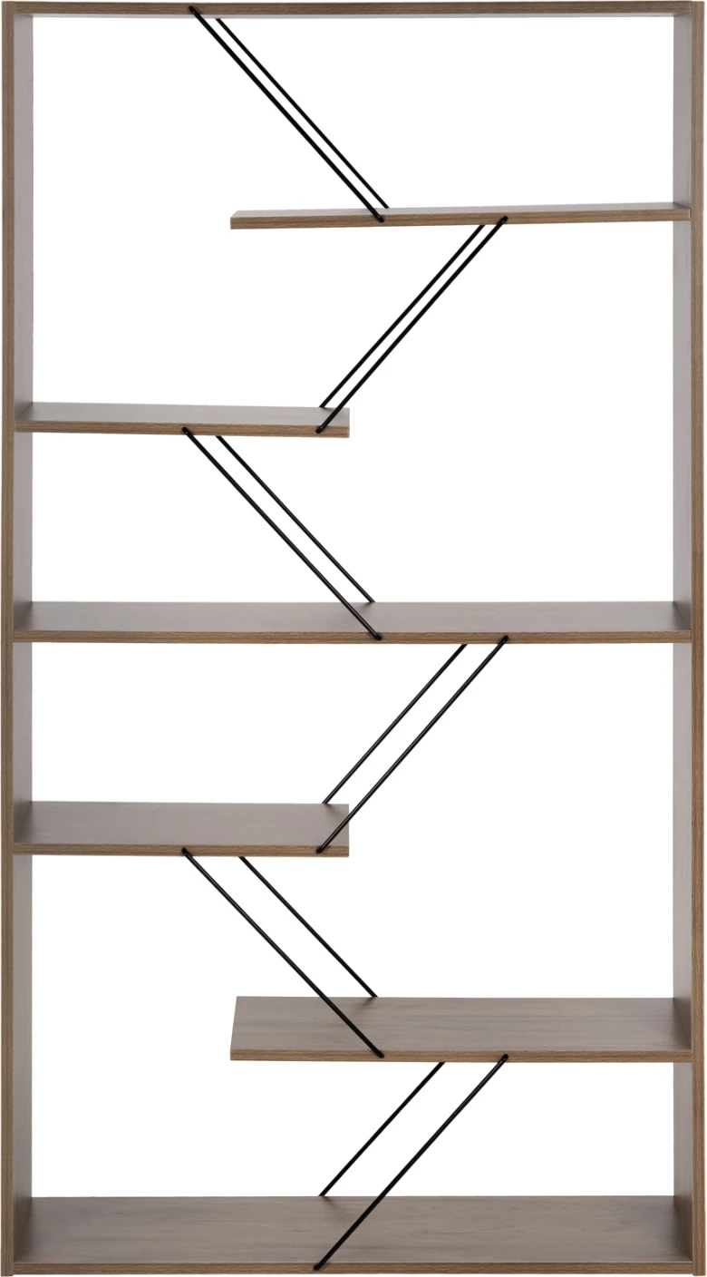 Knjižna omara TARS FH2240.13 v olivno sivi barvi iz melamina - črne kovinske palice 84x24x157H cm