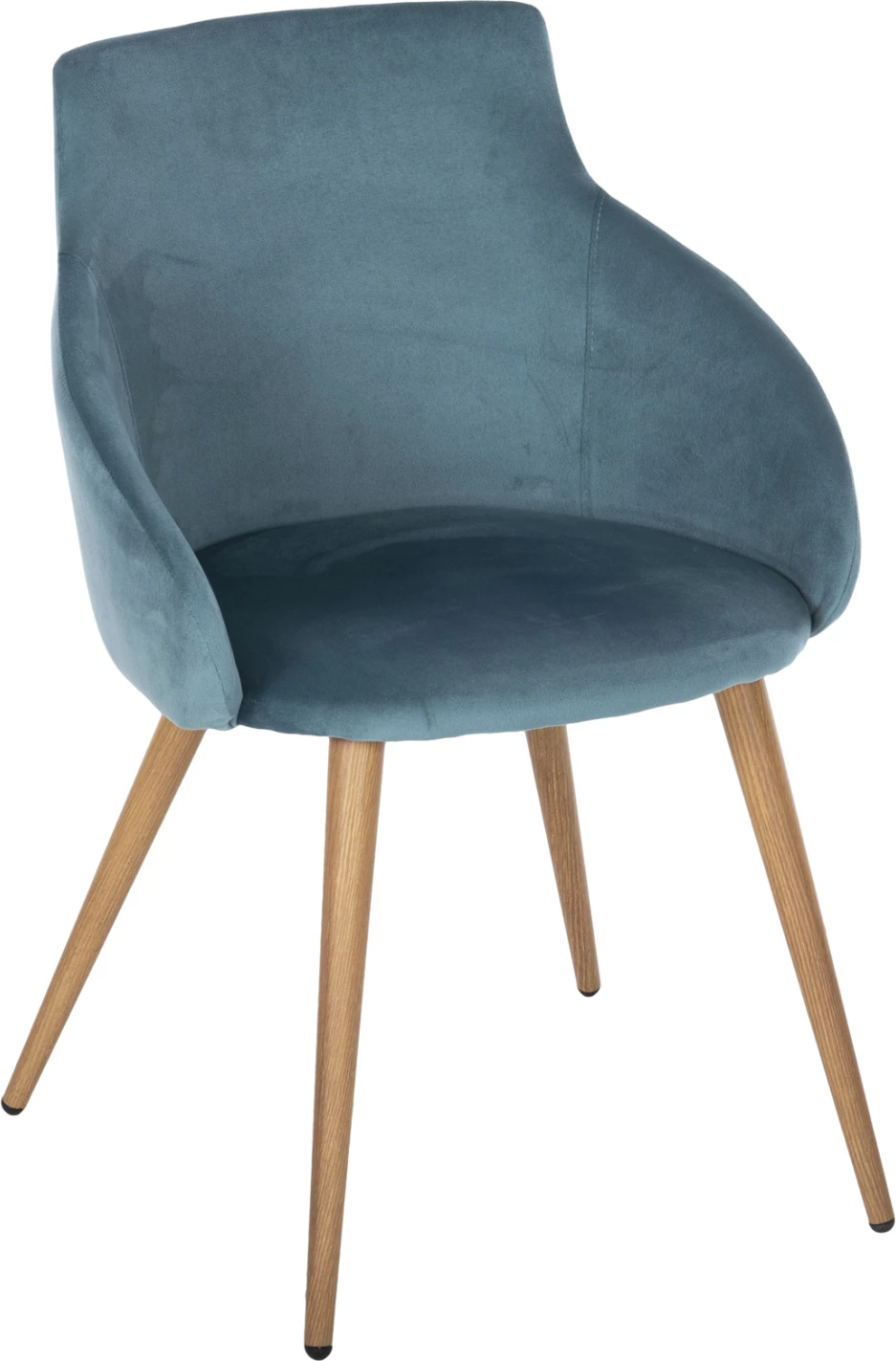 Jedilniški naslanjač IVY FH8546.05 iz turkiznega žameta in kovinskimi nogami v naravni barvi lesa 53x55x79Hcm, set 2 kosov