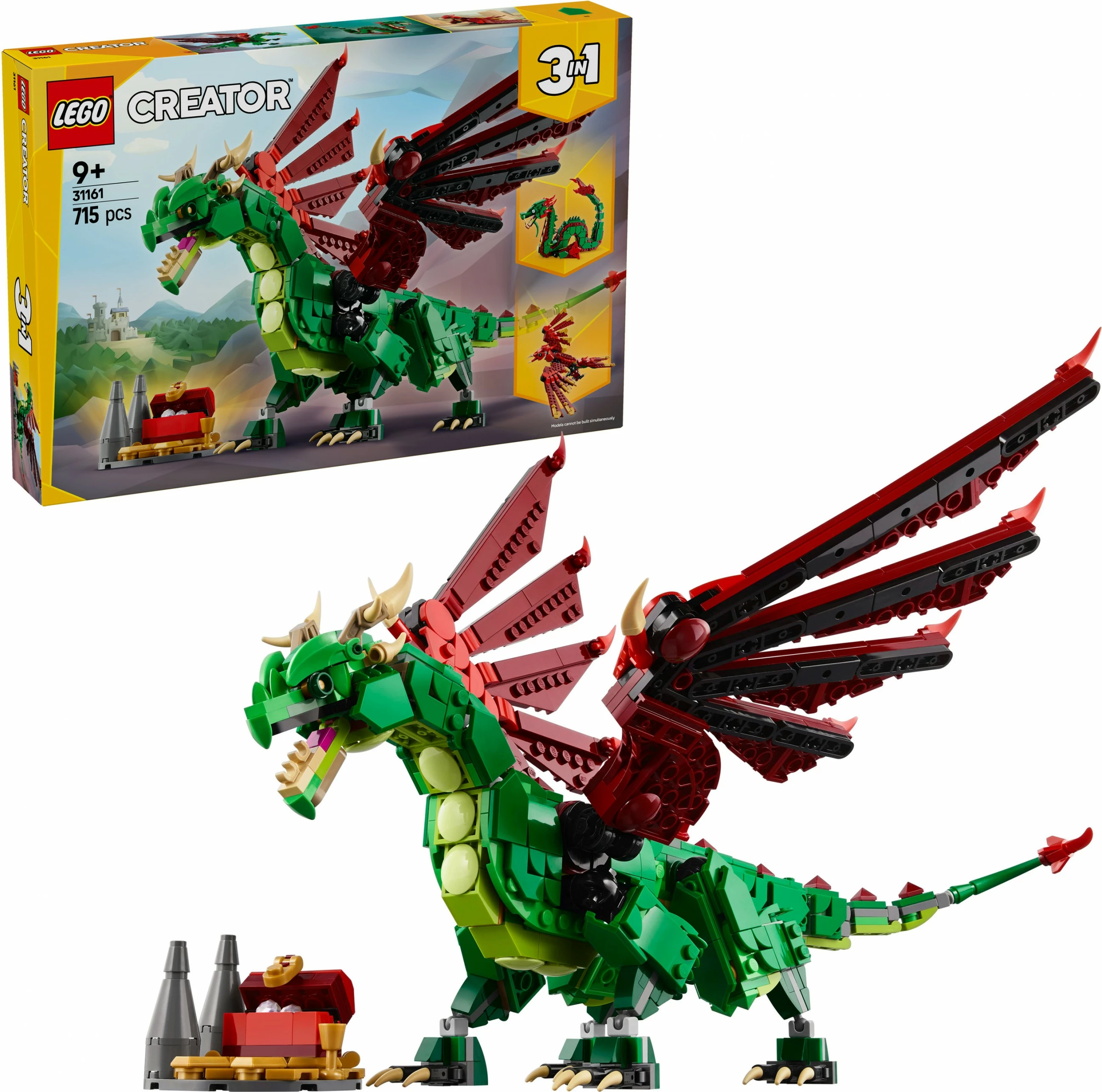 Zgradbeni set Zeleni zmaj LEGO Creator 31161, večbarven