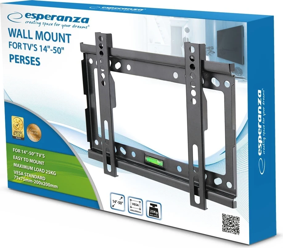 Stenski nosilec za TV Esperanza ERW013, 14–50'', do 25 kg, črn
