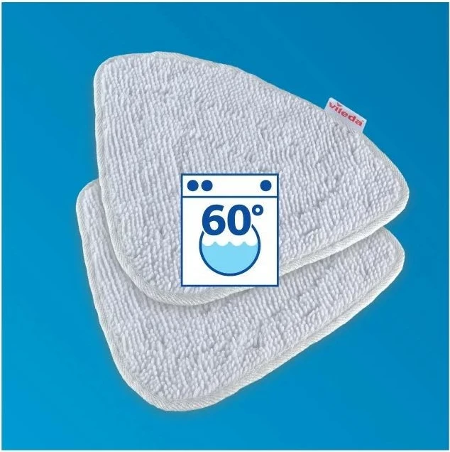 Parni mop za tla, z 2 mikrofibrskima prevlekama in dodatkom za preproge Vileda Steam Plus, črn