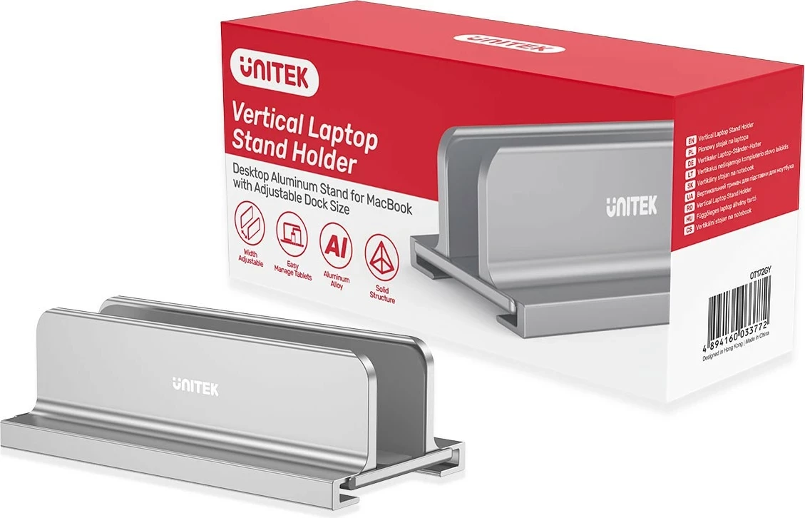 Stojalo za prenosnik Unitek, aluminij, sivo