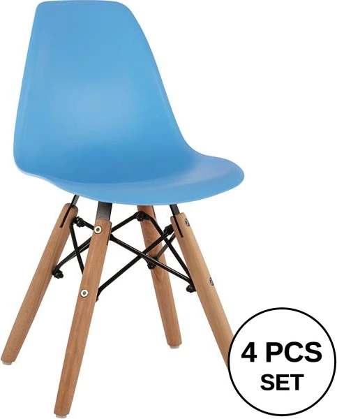 Stol Twist Kid FH8453.08 z lesenimi nogami in sedežem Modra PP 30,5x33x59 cm, set 4 kosov