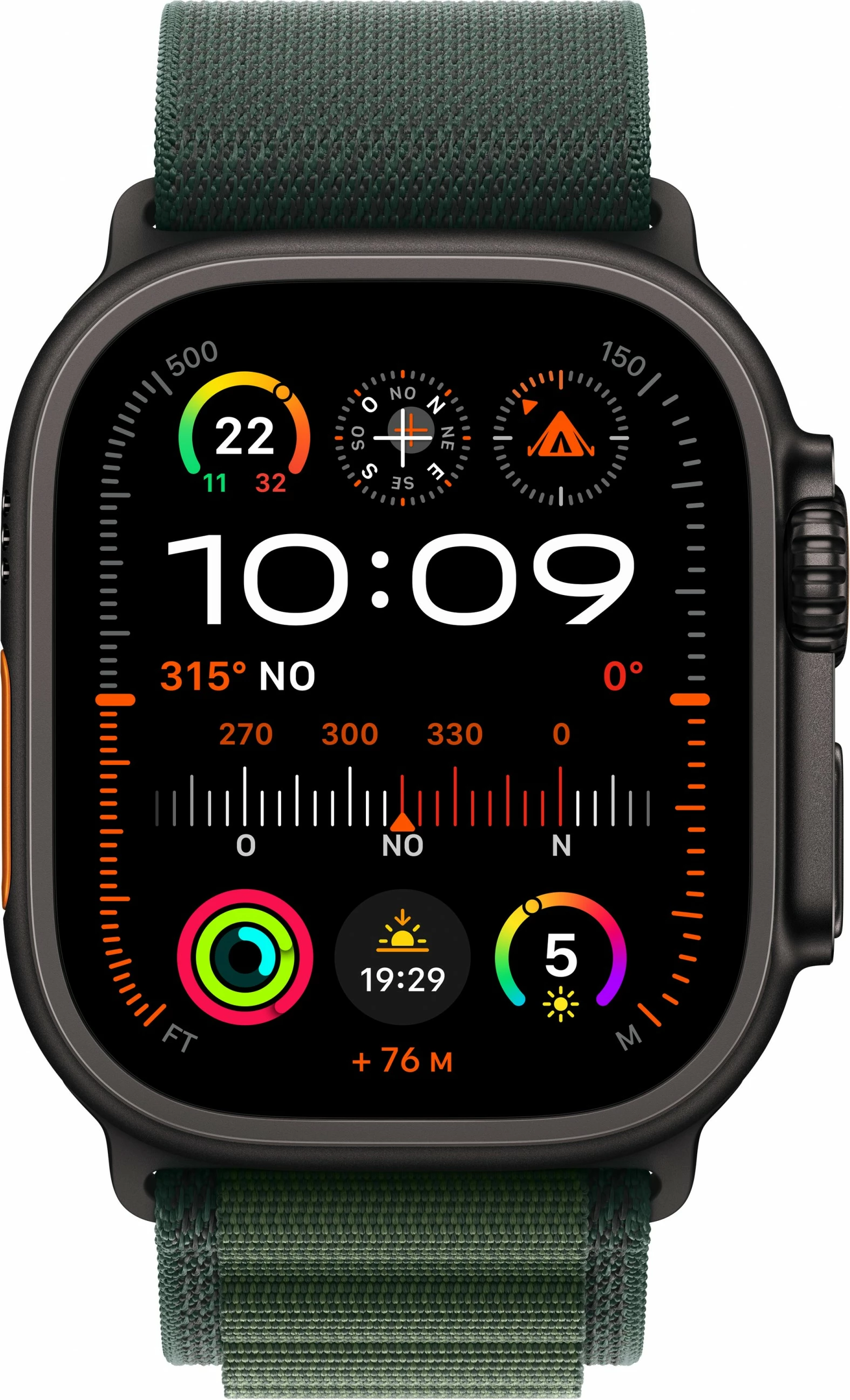 Pameten zaslon za zapestje, Apple Watch Ultra 2 GPS + Cellular 49mm, 64 GB, titansko črn, zelen pašček