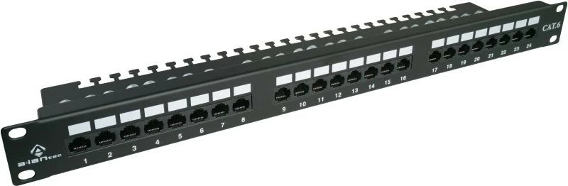 Patch panel ALANTEC PK001, CAT 6, 24 vrat, 1U, črn