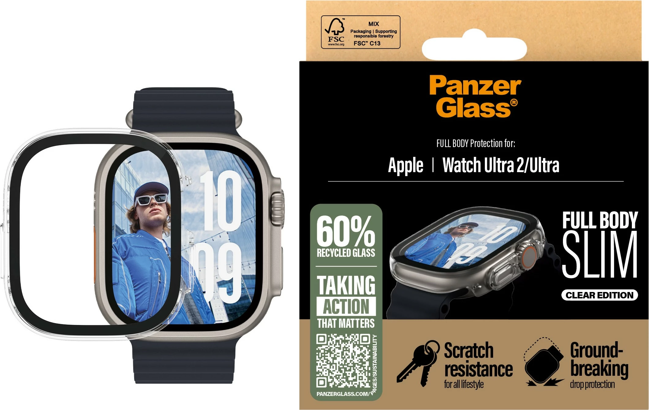 Zaščitni zaslon PanzerGlass za Apple Watch Ultra 2, prozoren