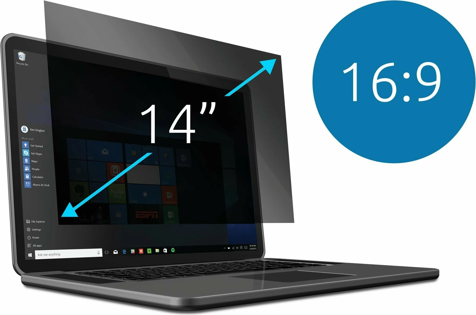 Filter zasebnosti za prenosnik 14", 16:9, snemljiv, anti-modri, protiodseven