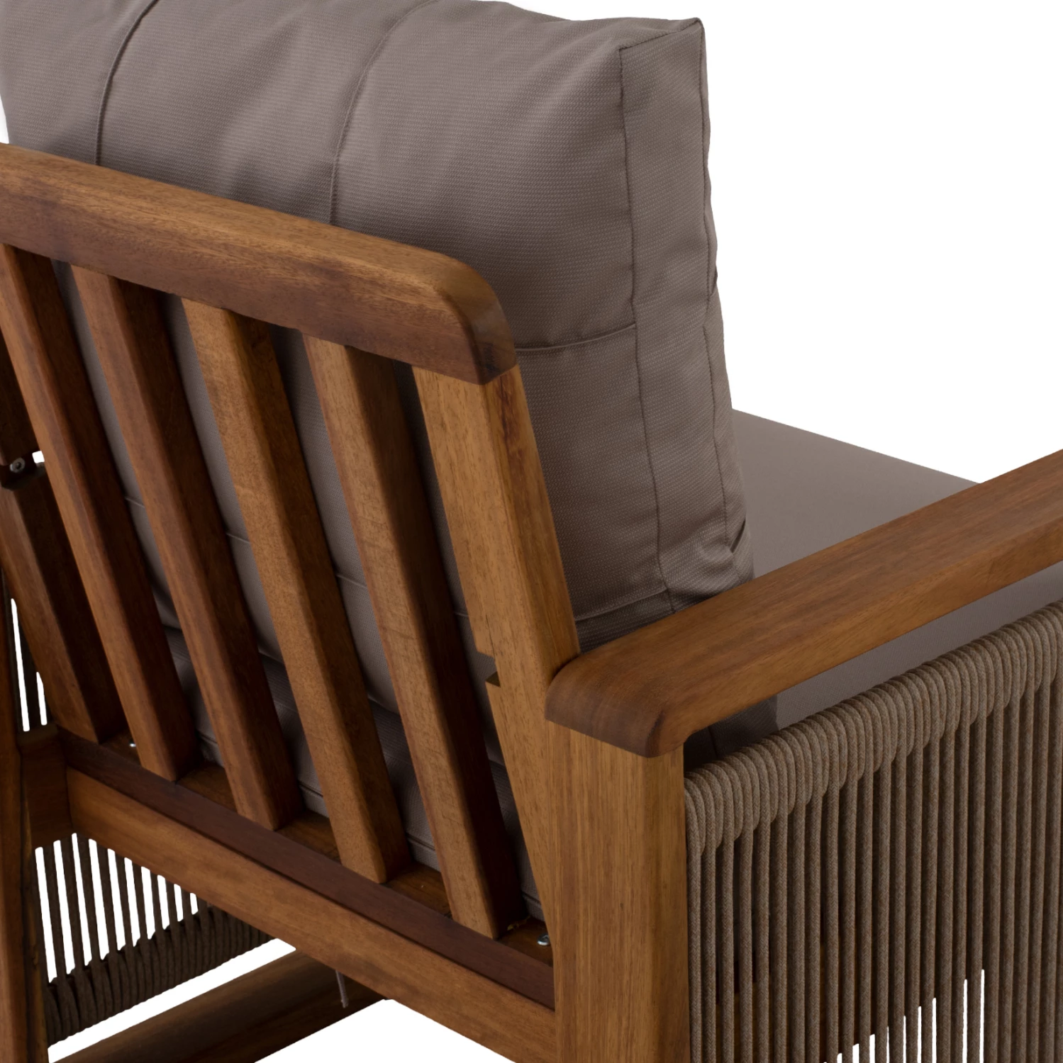 Zunanji komplet 4 kosov FH5877.01 iz iroko lesa in vrvi v barvi oreha-bež