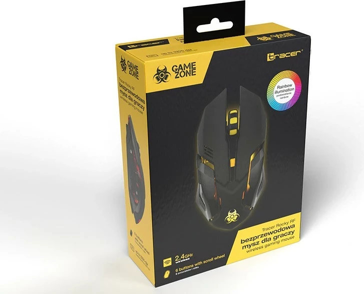 Slikovito RGB brezžično igričarsko miško Tracer GameZone ROCKY RF NANO, črna
