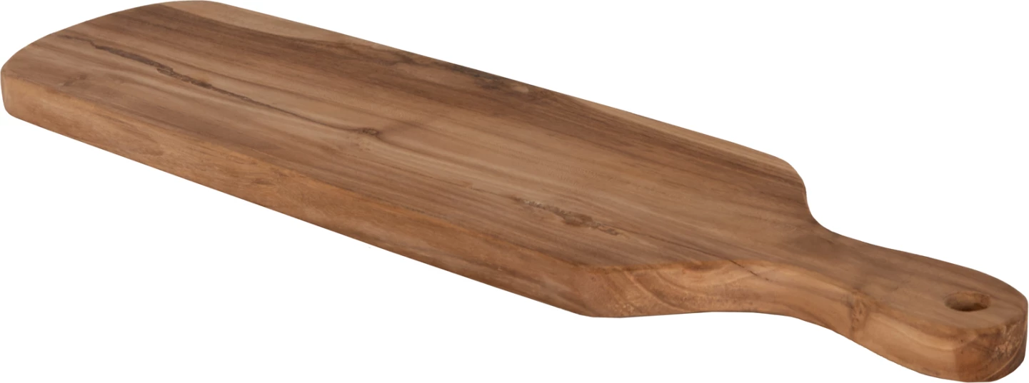 Deska za rezanje za kuhinjo FH4285 iz tikovine v naravni barvi z ročajem in luknjo za obešanje 15x58x2H cm