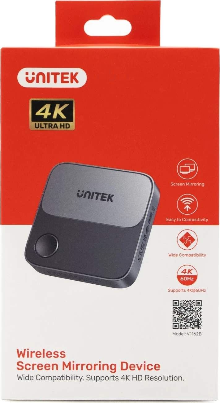 Brezžični HDMI oddajnik Unitek, 4K 60Hz, črno-siv