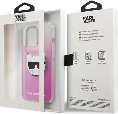 Hardcase za iPhone 13 Pro Max, Karl Lagerfeld KLHCP13XCTRP, rožnata