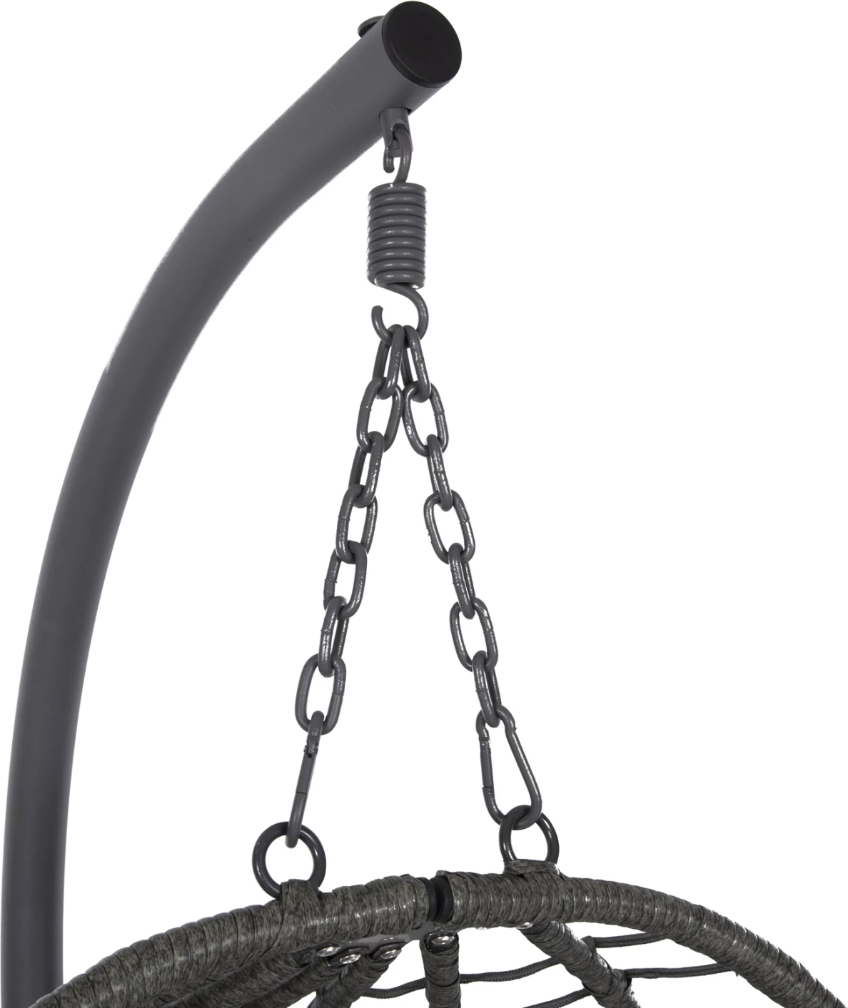 Viseče gnezdo MILLIE FH5997.10 kovinska osnova-sintetični ratan in blazine v sivi barvi 90x75x190Hcm