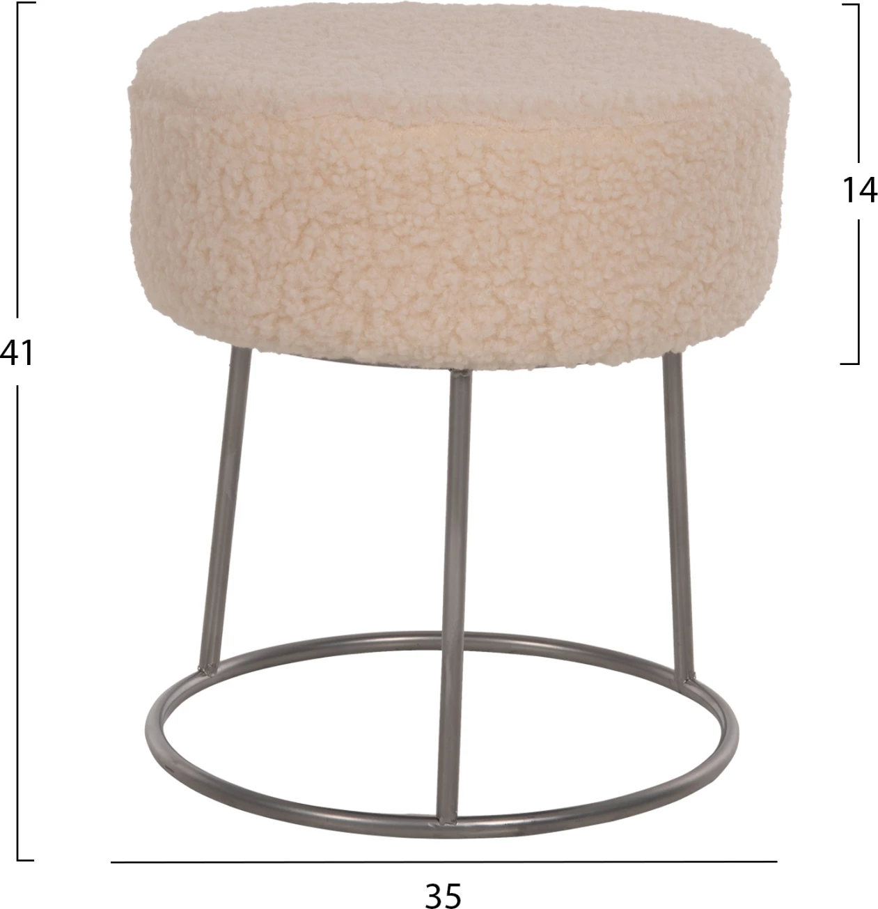 Stol KARLO FH8411.23 iz bele boucle tkanine s srebrno osnovo Φ35x41Hcm