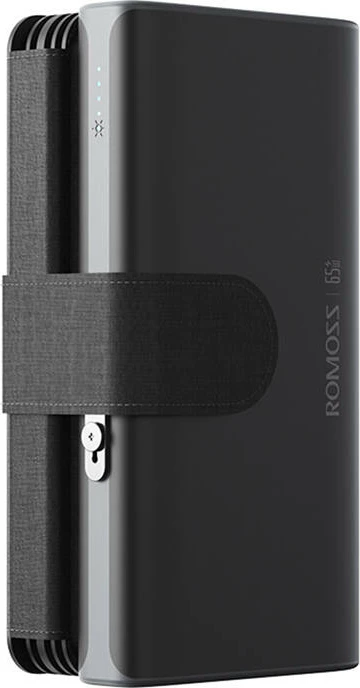 Powerbank 30000mAh, 65W, s sončnimi paneli, črn Romoss SPB30-171-2133H