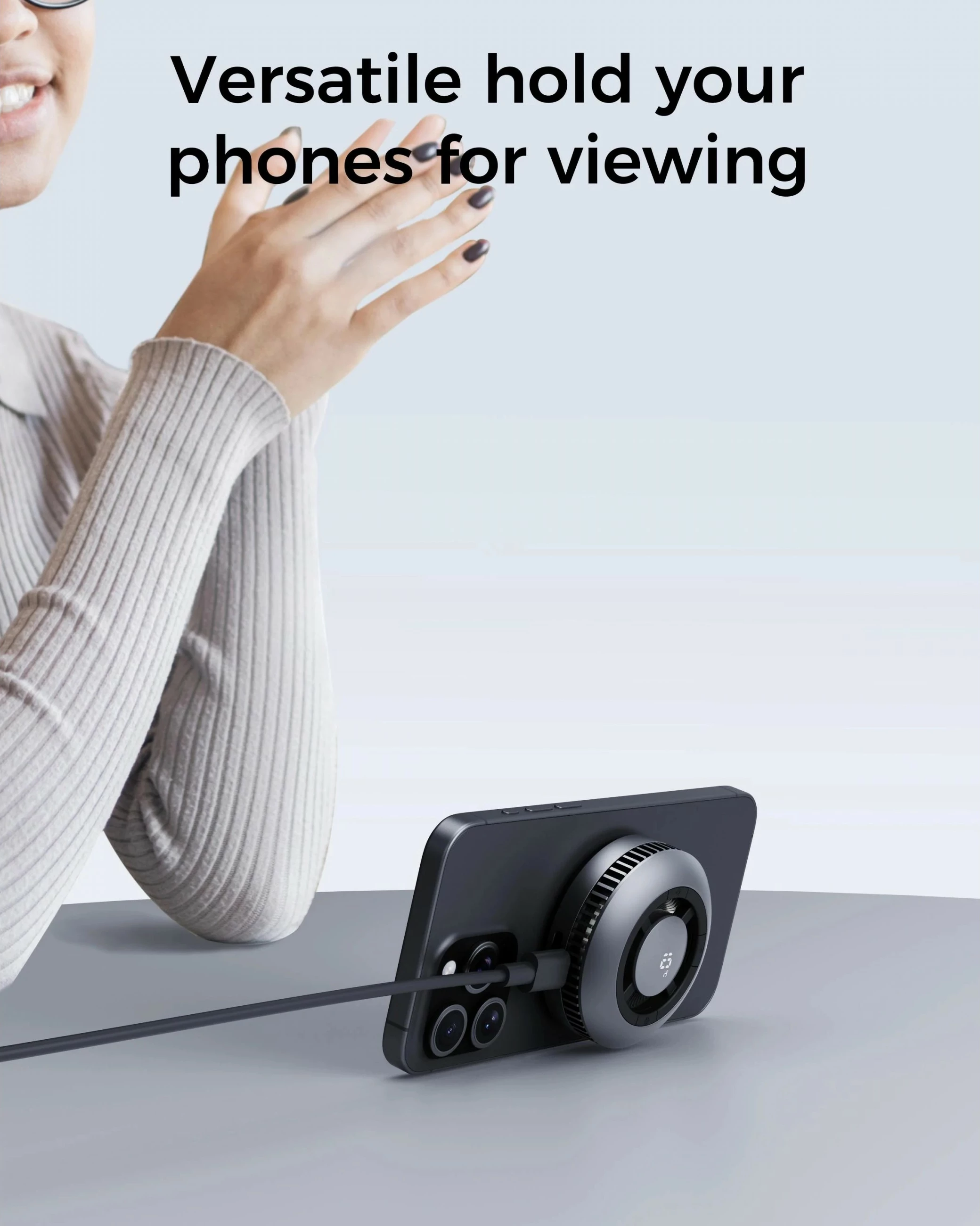 Brezžični polnilec MagFusion GameFrost Qi2 AUKEY, za telefon, črn