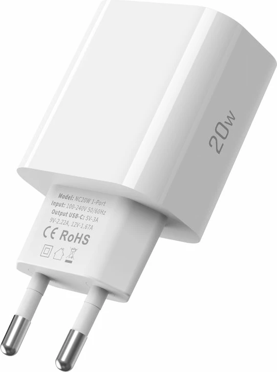 Hitri USB-C polnilec 20W, Tech-Protect NC20W, bel