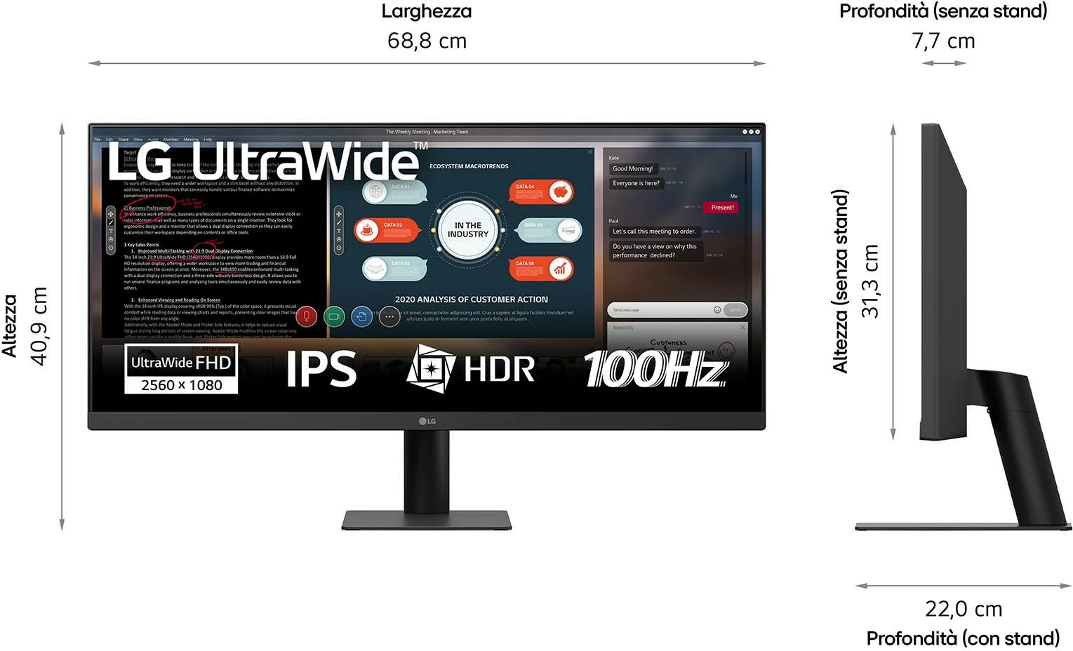 UltraWide monitor LG 29U511A-B, 29-palčni, IPS, 2560 x 1080, HDR, 100 Hz, črn
