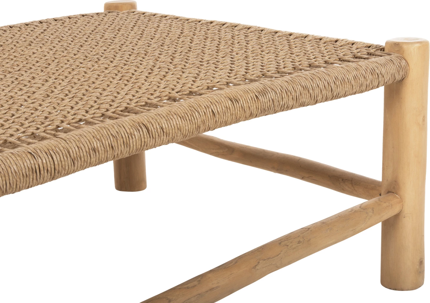 Klubska miza LONDER FH5985 iz tikovine-sintetičnega ratana-naravna 119x79.5x41 cm