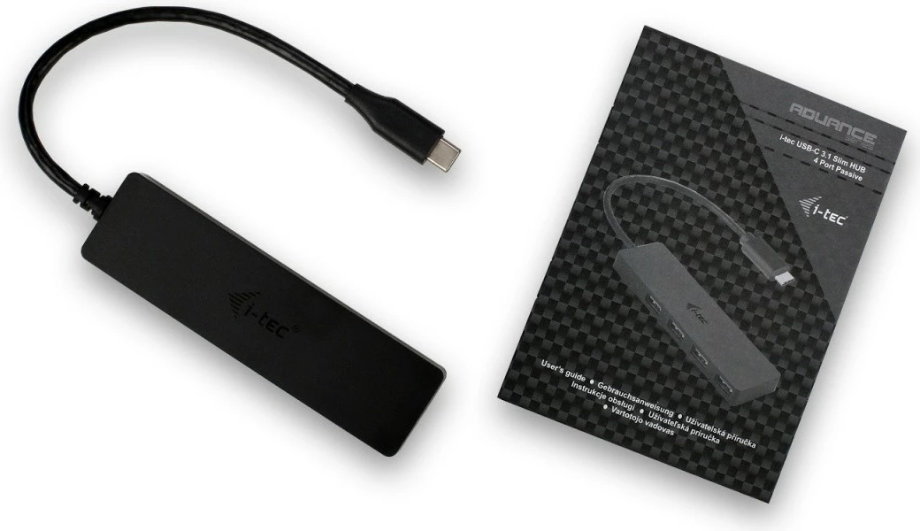 Tanek pasivni USB-C razdelilec i-tec C31HUB404, 4x USB 3.0, črn