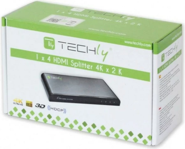 HDMI razdelilec 1 v 4, Ultra HD, 3D, črn Techly