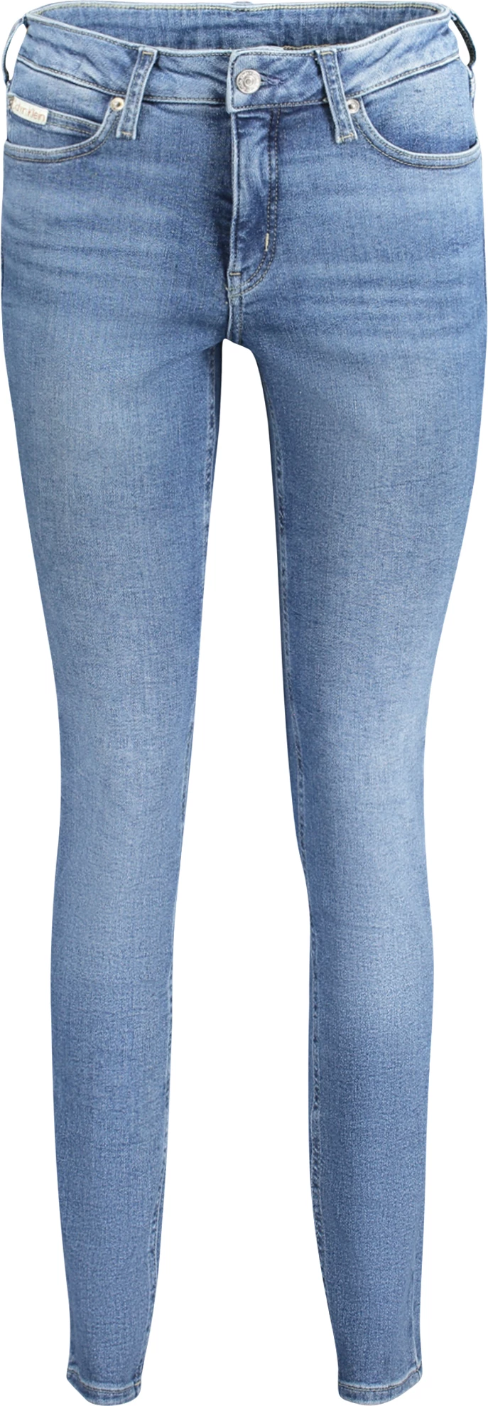 Skinny jeans z mid-rise pasom, Calvin Klein, modri