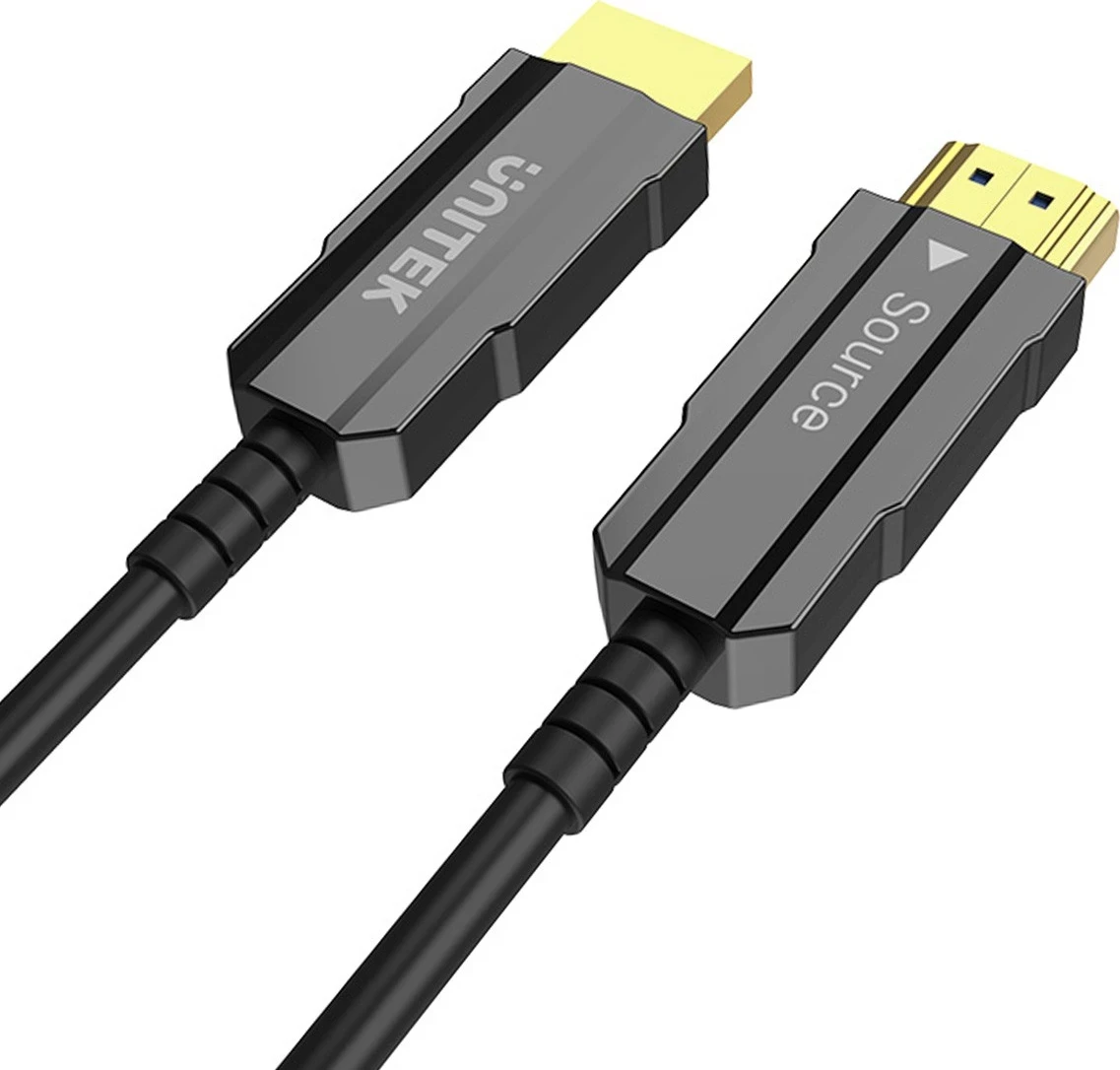 Optični HDMI kabel Unitek 2.0 AOC 4K 60Hz 40 m, črn