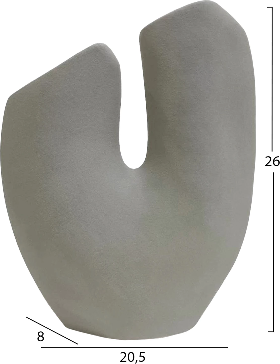 Keramična namizna dekoracija ARKEN FH4619.03 siva mat 20.5x8x26H cm