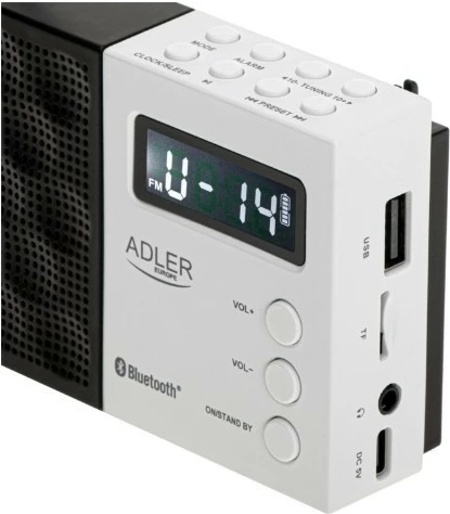 Digitalni PLL radio Adler AD1908 z Bluetoothom, USB/SD, črn/bel