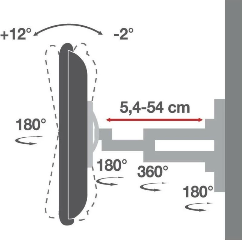Stenski nosilec za TV 40–65 palcev, Techly 308879, črn