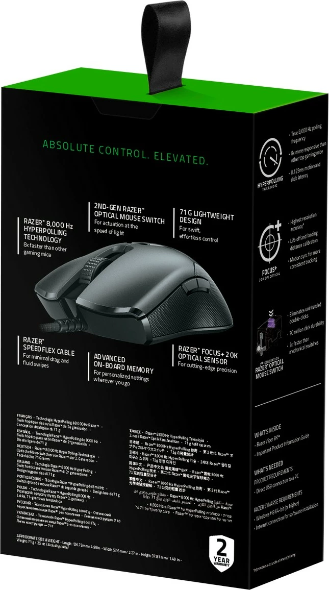 Optični miš Razer Viper, 20000 DPI, črn