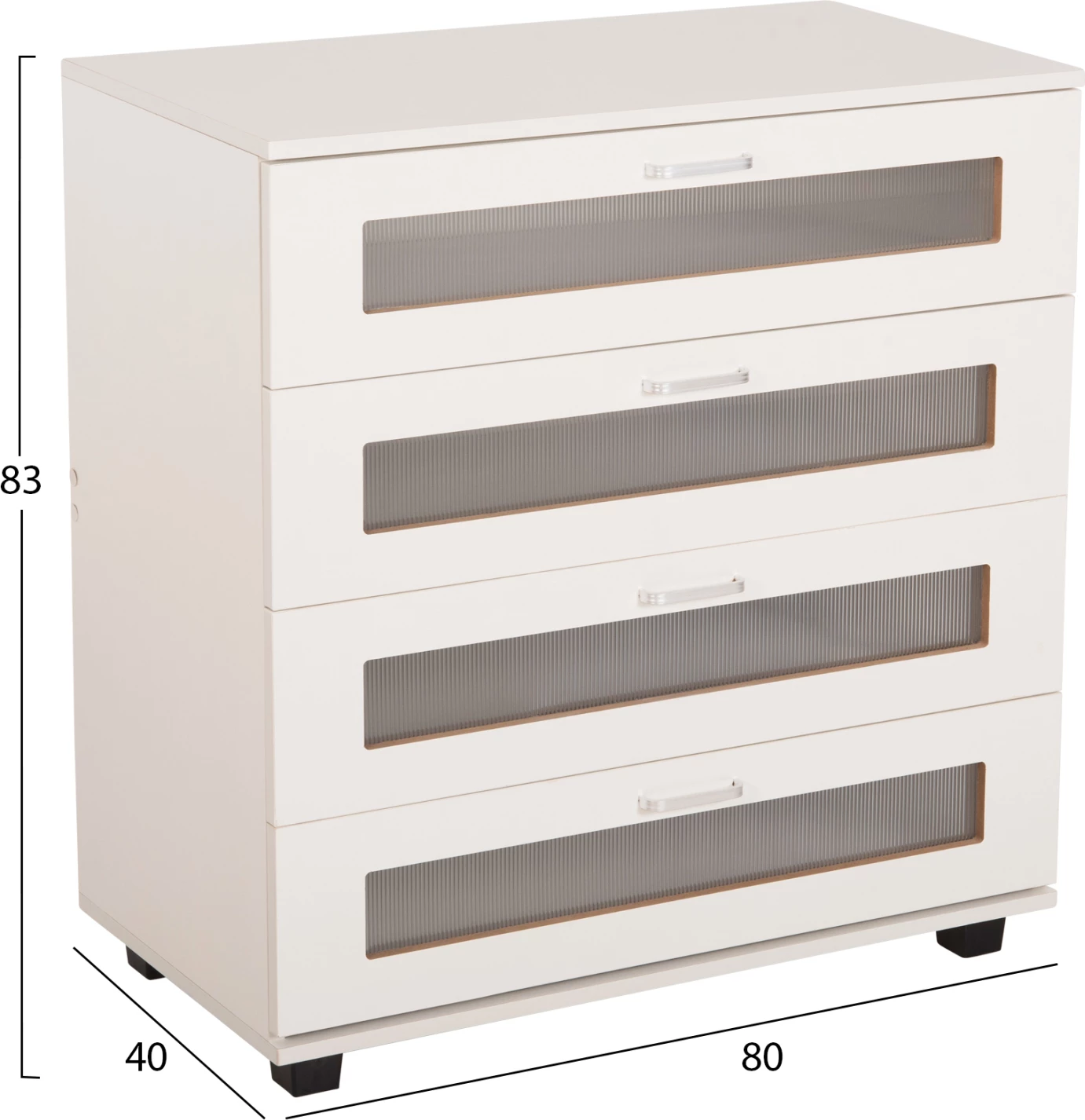 Komoda THORGAN FH9880.03 iz melamina v beli barvi - 4 predali 80Χ40Χ83Hcm