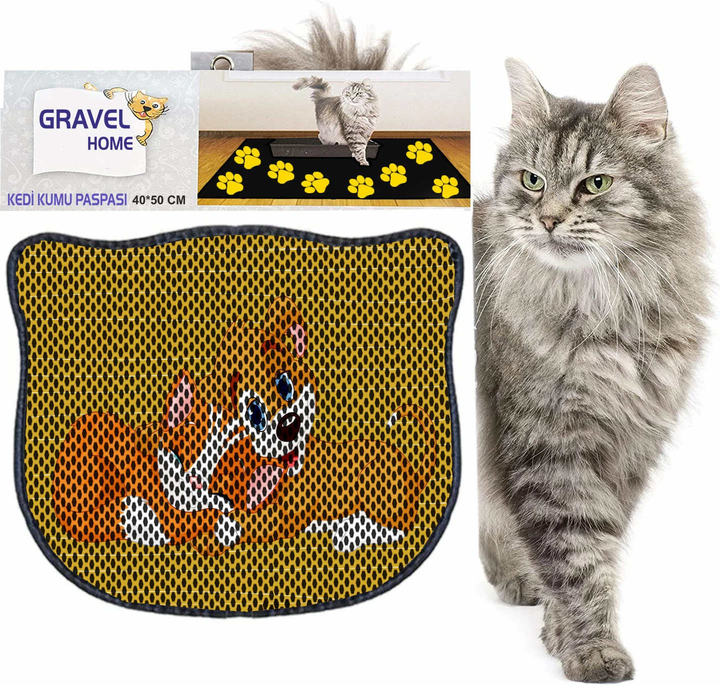 Preproga za mačji pesek, večbarvna, Paws & Whiskers Kdkafa0021, 40x50 cm