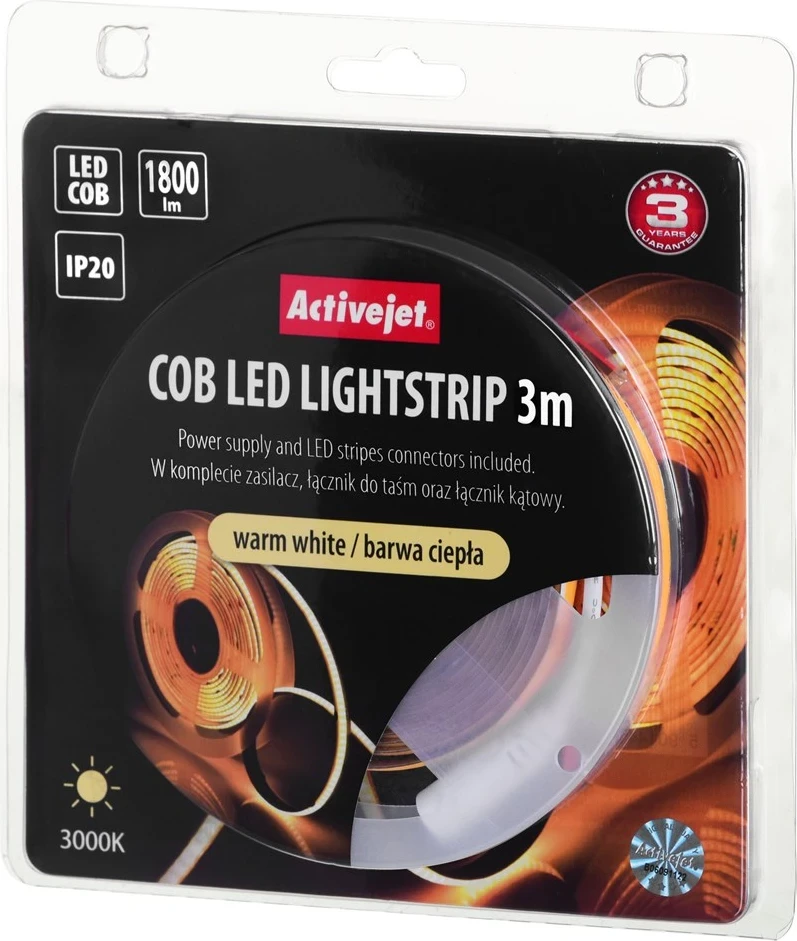 Univerzalna notranja LED svetilka z trakom Activejet AJE-COB 3 m