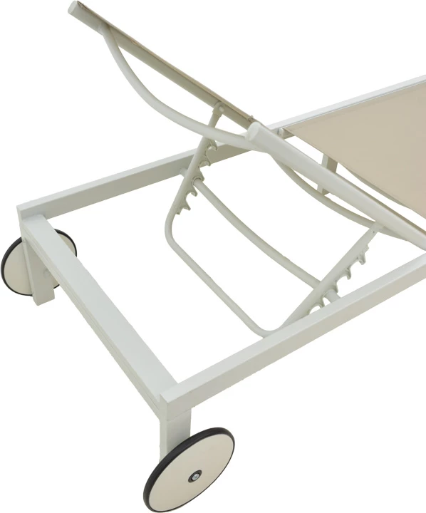 Ležalnik, aluminij bel, tekstilena bež, Mailo, 71x206x30 cm