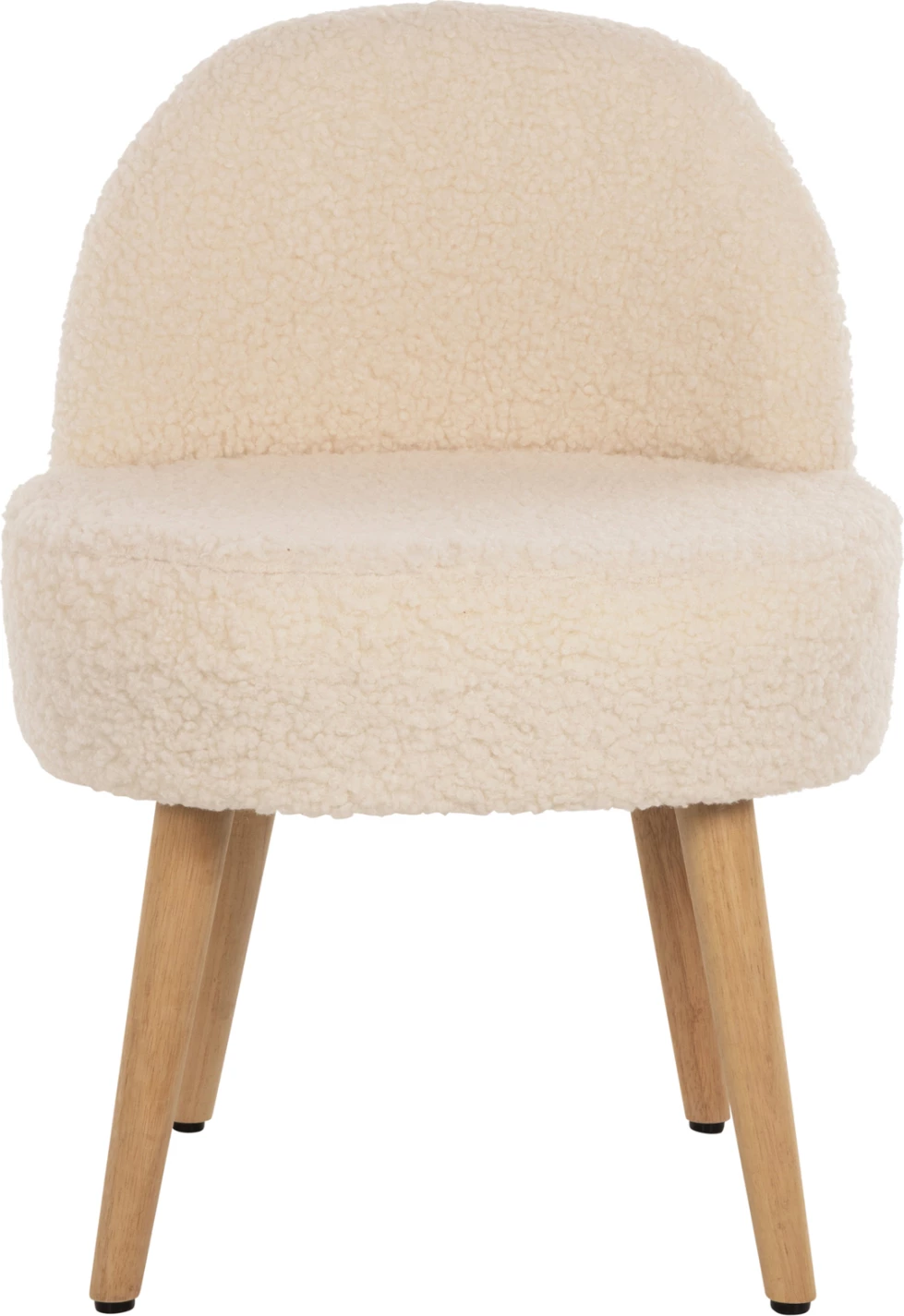 Stol YASMINE FH8395.23 nizek naslon - tkanina boucle v beli barvi - lesene noge 47x46x64,5H cm