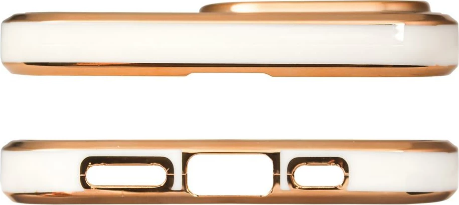 Ovitek Hurtel Fashion za Samsung Galaxy A12 5G, TPU, bel z zlato obrobo