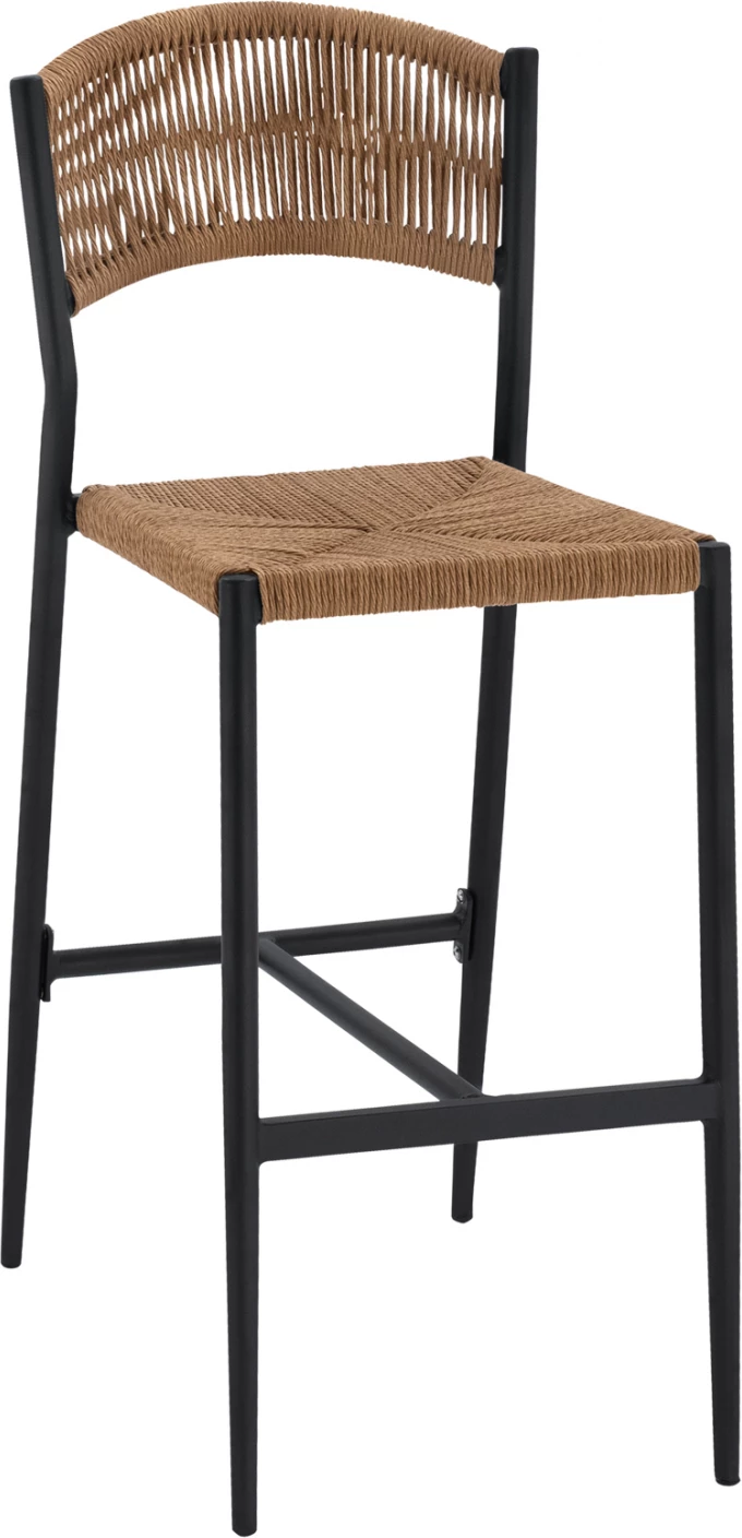 Aluminijasti barski stol v ogljeni barvi s PE vrvjo bež FH5789.02 45,5x56x111 cm