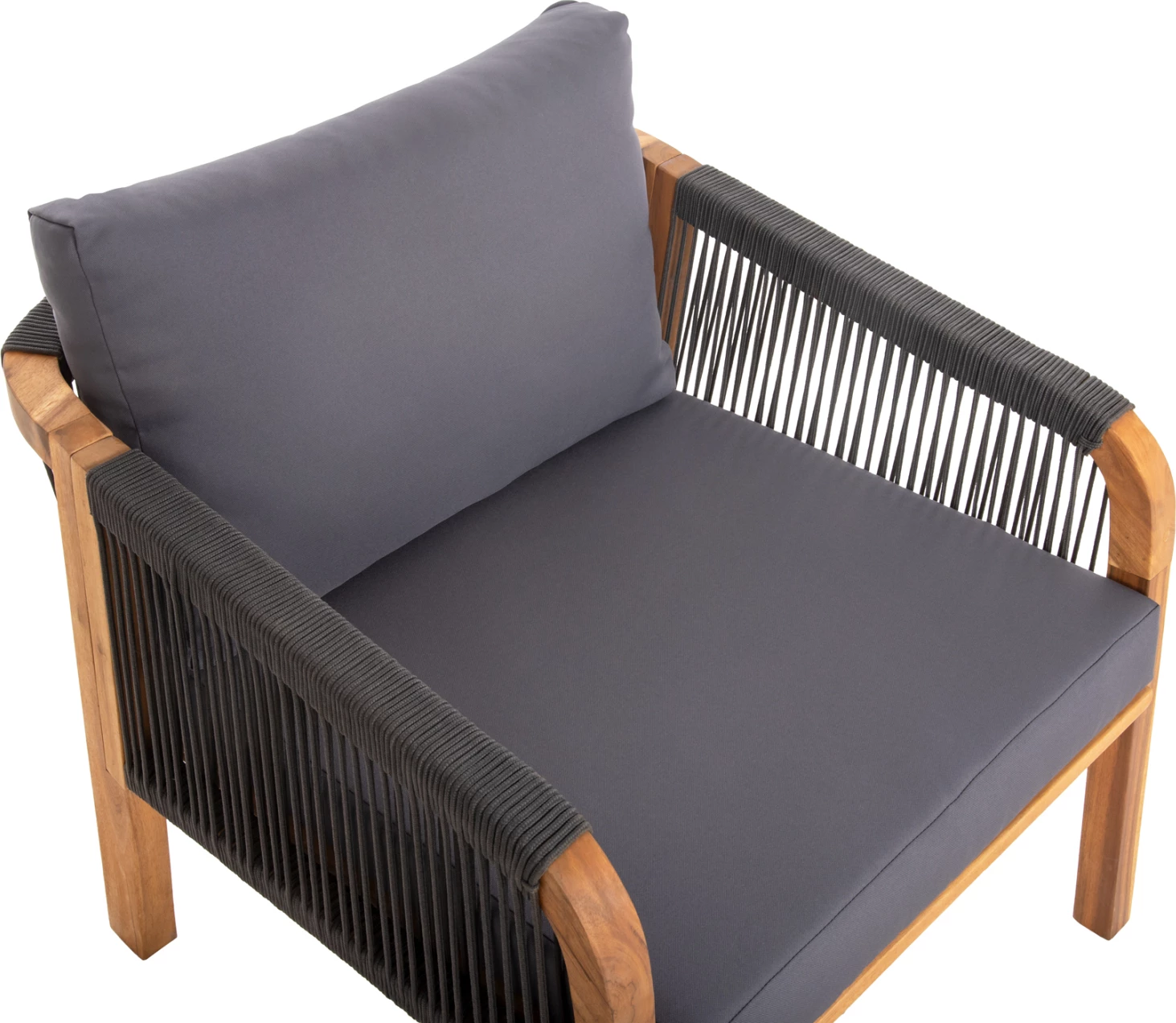 Zunanji lounge set 4 kosov ROSSWELL FH6084.01 akacijev les-okrogla vrv in blazine v antracitu