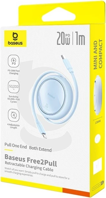 Kabel za hitro polnjenje USB C v Lightning, 1 m, 20 W, modra - Baseus Free2Pull
