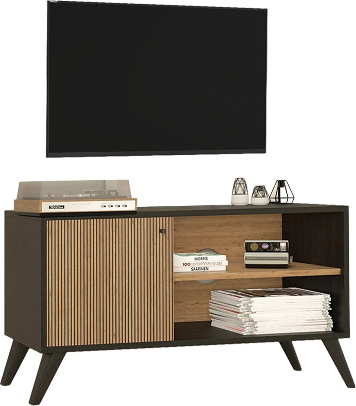 TV stojalo/omara KRUDEN FH9443.11 melamin v črno-naravni barvi 100x40x51Hcm