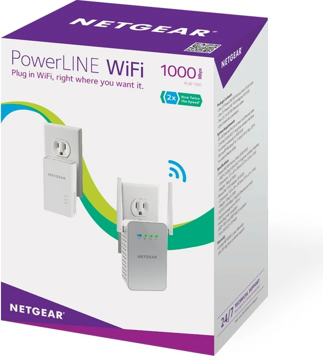 PowerLINE WiFi adapter NETGEAR PLW1000, 1000 Mbps, bel