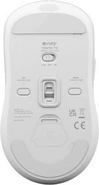 Brezžična ergonomska miška Fury Tanto T4, 12.000 dpi, 7 gumbov, bela