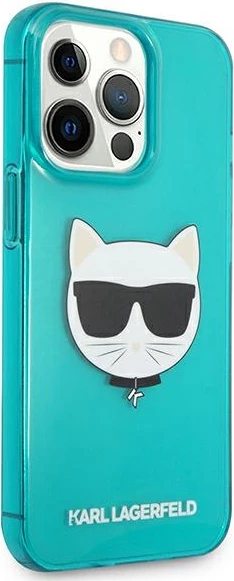 Ovitek za iPhone 13/13 Pro, 6,1", Choupette Head, Karl Lagerfeld KLHCP13LCHTRB, moder z bleščicami