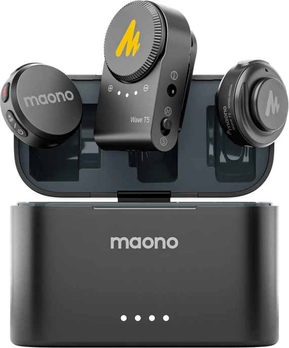 Dvojni brezžični mikrofon, Maono WM650 A2, 2 oddajnika, za kamero in telefon, črn