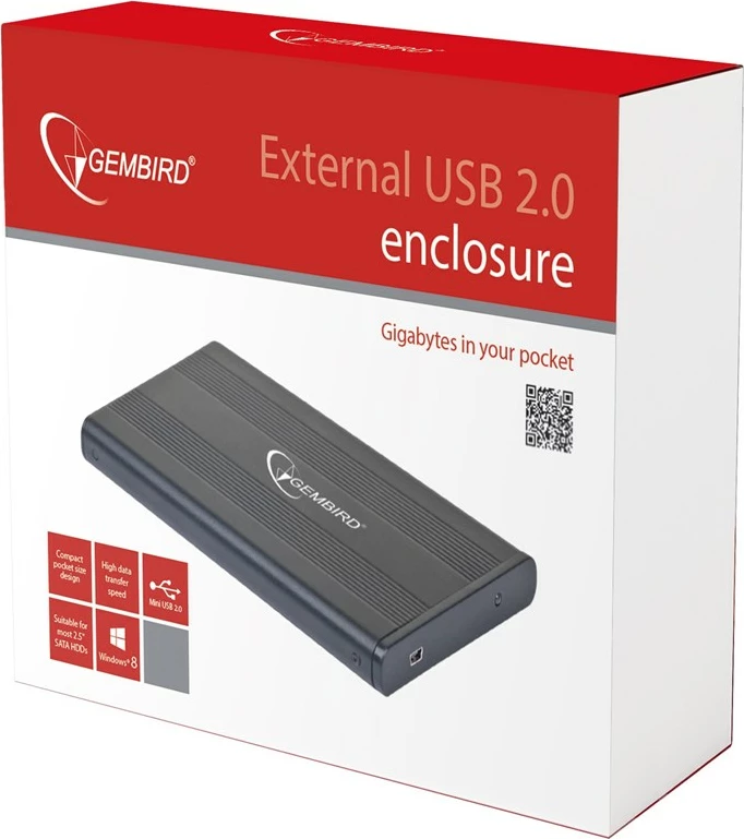 Zunanji diskovni pogon Gembird EE2-U2S-5, 2,5", črn