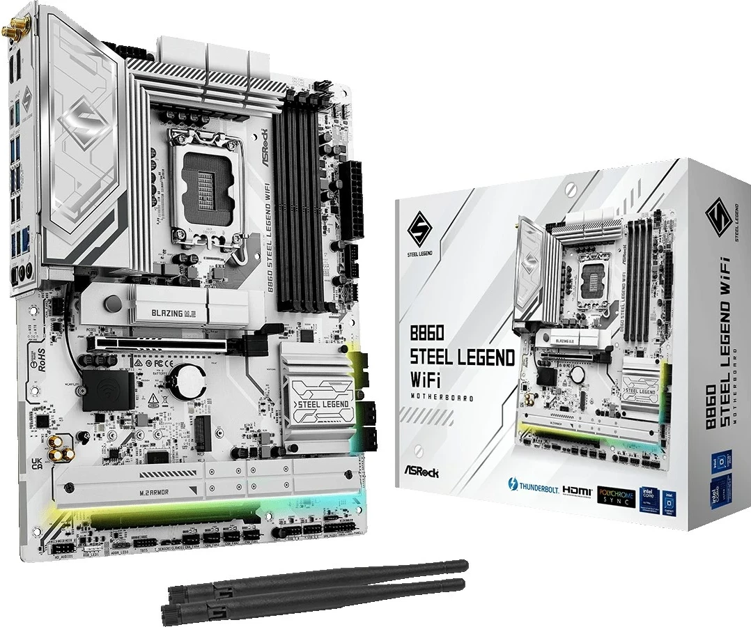 Plošča ameska ASRock B860 Steel Legend WiFi, ATX, bela