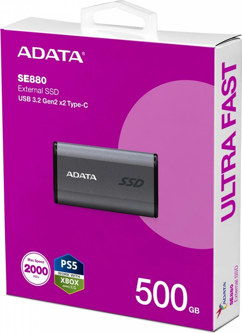 Zunanji SSD disk Adata SE880, 500GB, USB 3.2 Gen2x2, titan