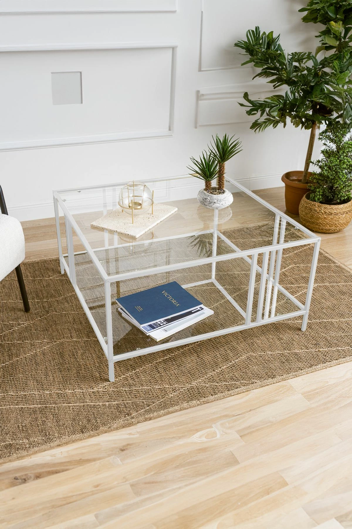 Elegantna kavna mizica Hanah Home Uranüs, bela, prozorna